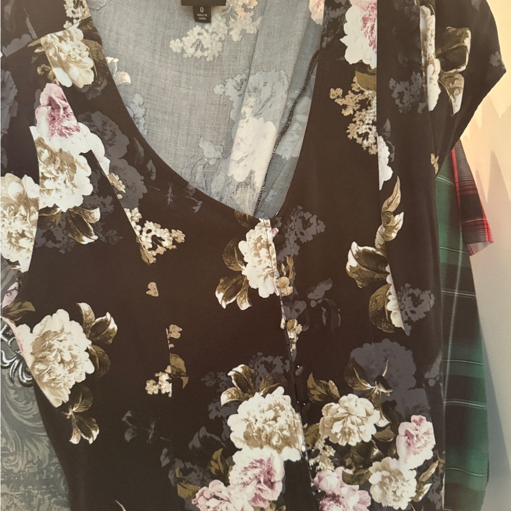 Torrid Black Floral V-Neck Blouse